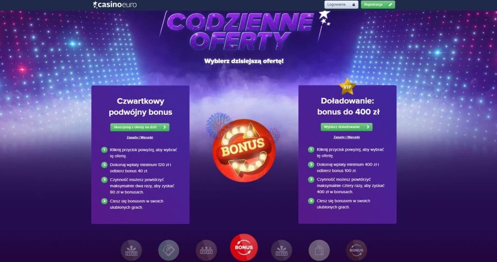 Codzienne bonusy w kasynie CasinoEuro